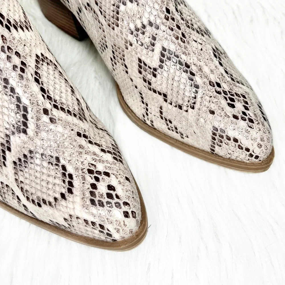 Crown Vintage Snake Beige Brown Black D ‘Orsay Slip On Shootie Ankle Booties 10